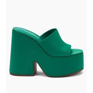 Larroudé green Wanda Satin Platform Mules Size 10